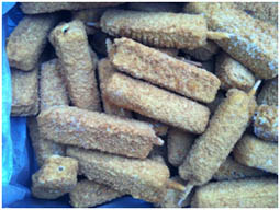 Breaded White fish fillets kebab stick 110-130g